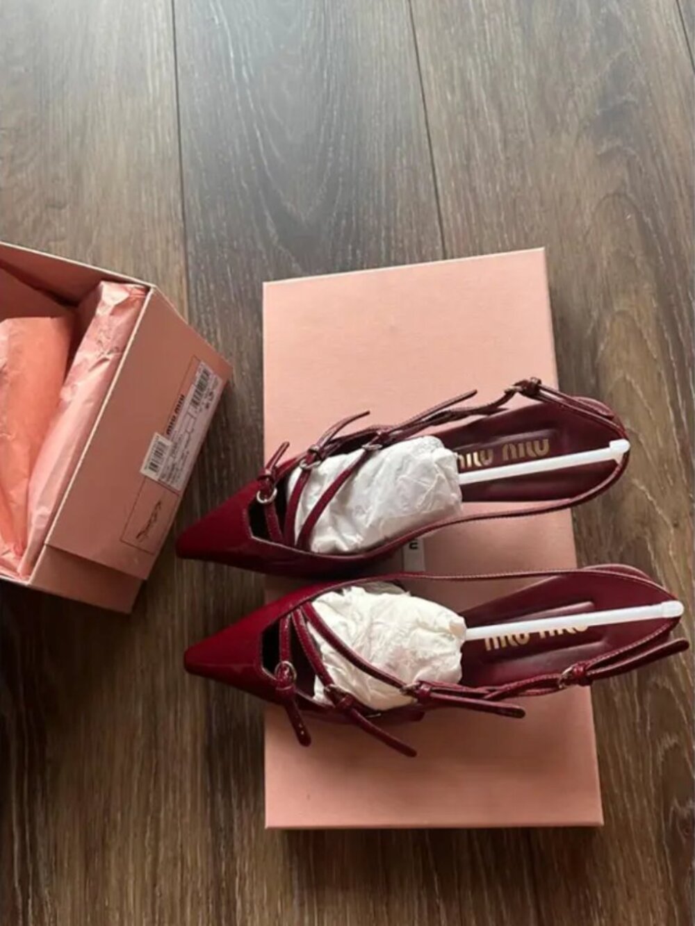 MIU MIU Pointed Toe Burgundy Pante Slingback Heels 35.5